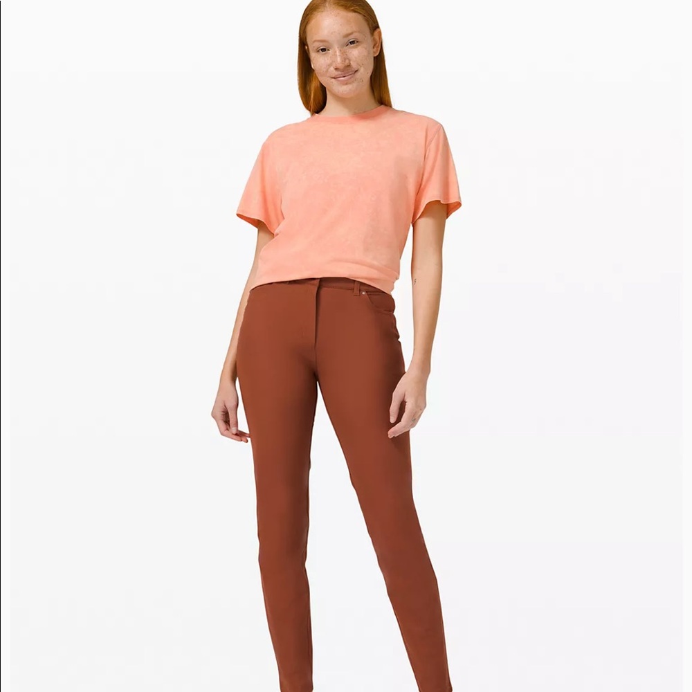 lululemon athletica Peach Top with Rust Skinny Pants